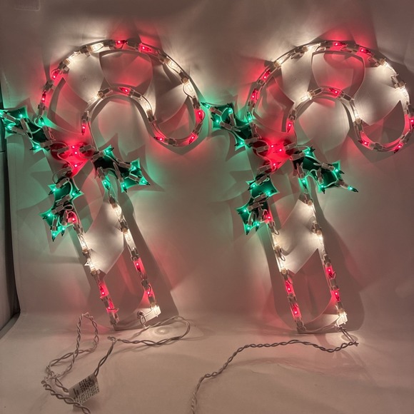 VTG Candy Cane Christmas Silhouette Light Up Holiday Window Decor Lot Of 2 - Picture 4 of 14